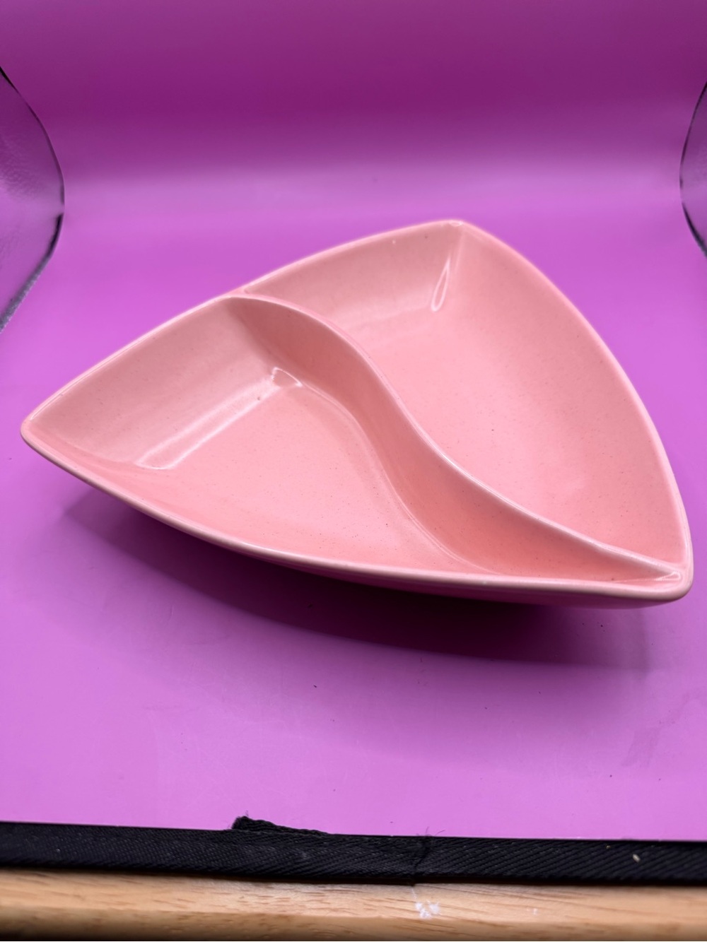 Vintage Pink Triangular Divided Serving Dish